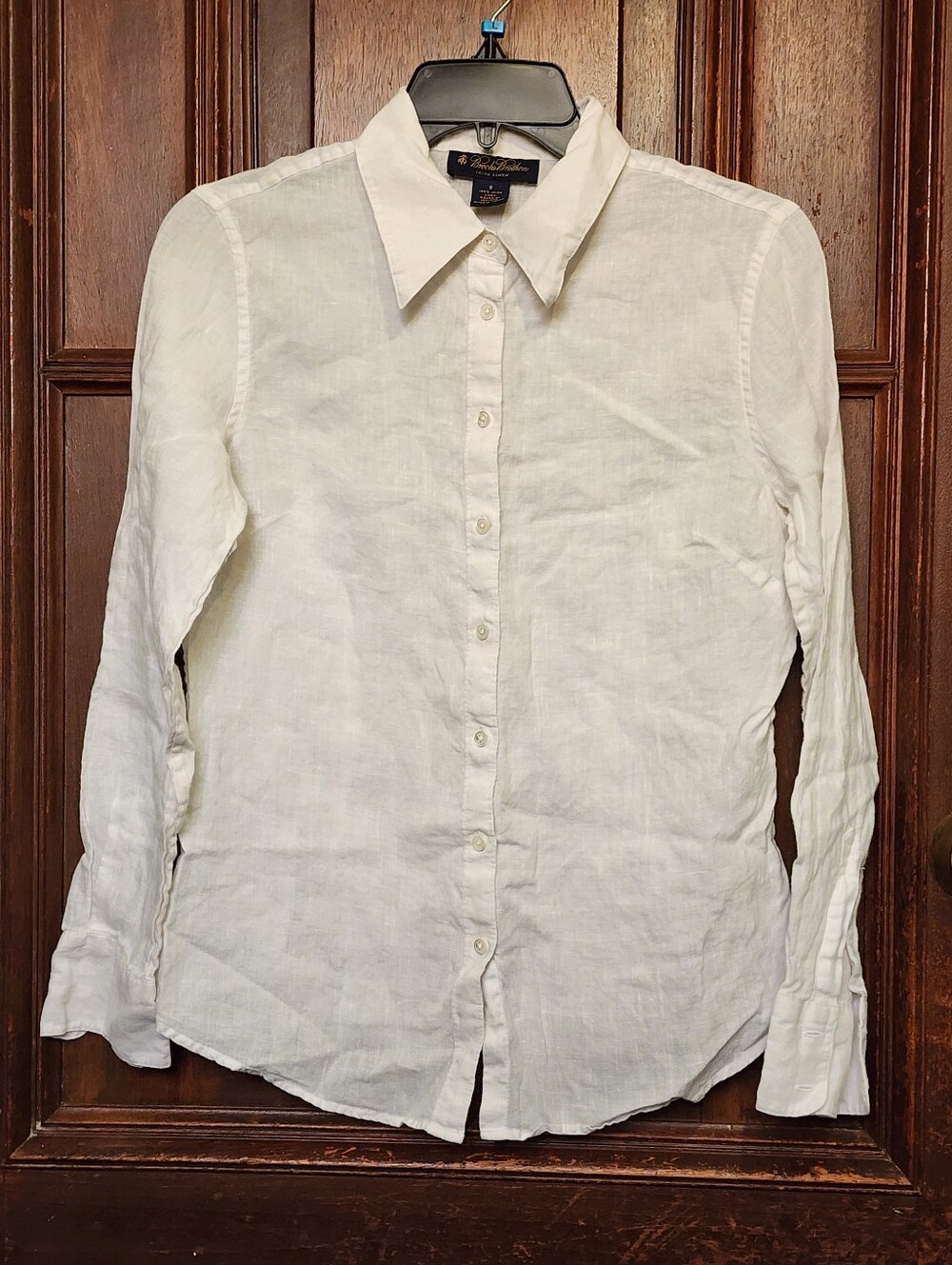 Brooks Brothers Classic White 100% Irish Linen Button Down Shirt Size 8